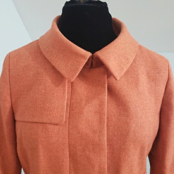 Akris Punto Wool Orange Marled Hidden Button Pocket Suit Jacket Blazer Size 10 - Picture 5 of 12
